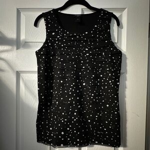 Ann Taylor Black Polka Dot Sleeveless Blouse – Size M – Sheer Layered Top